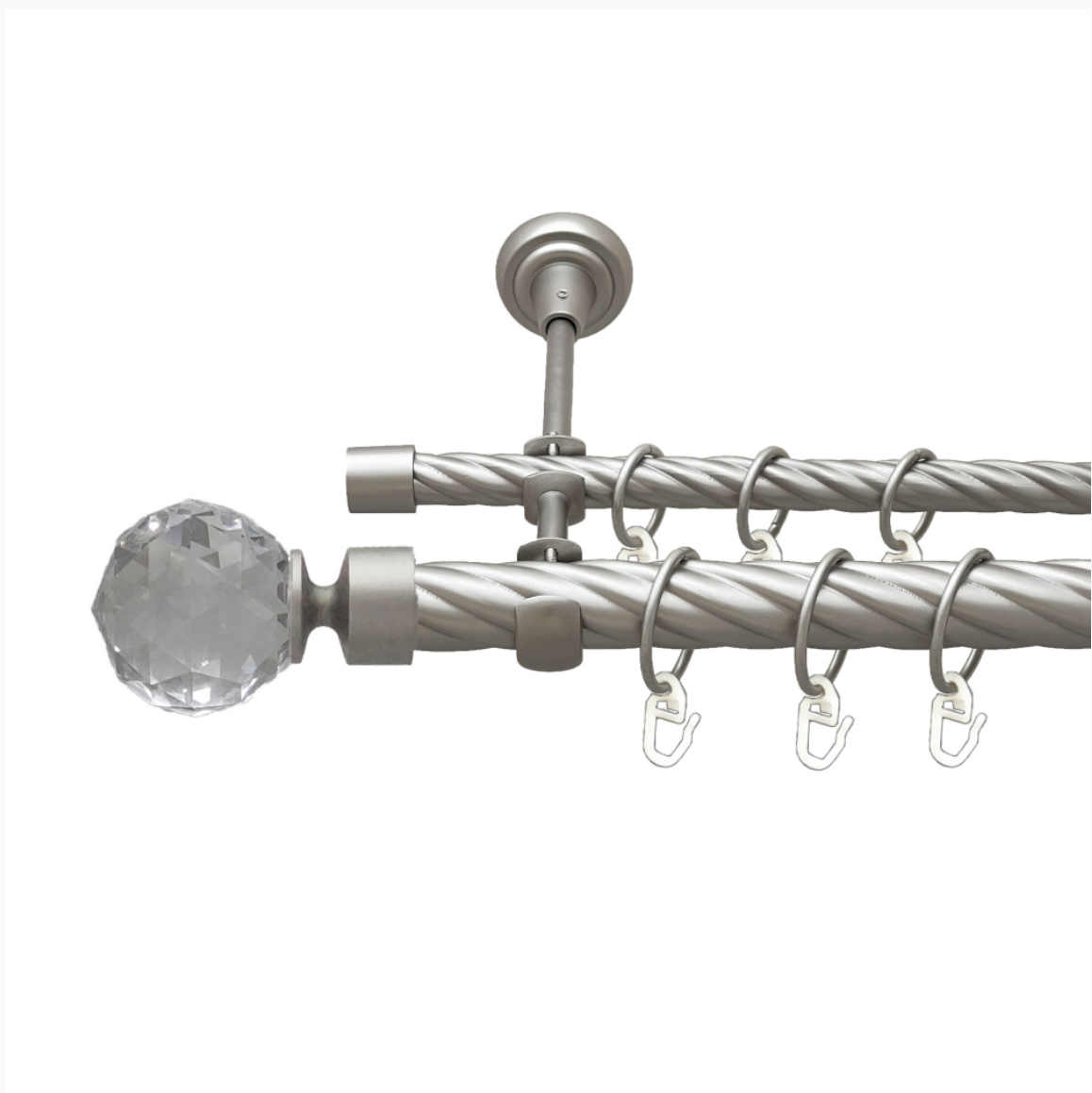 Карниз кований для штор подвійний сатин Кристал Куля 25мм х 16мм діаметр твістер комплект, фото 1