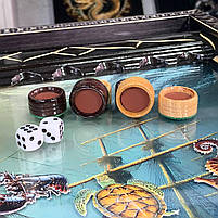 Нарди дерев'яні ручної роботи Кракен зі скляним ігровим полем 58×28×10см, фото 7