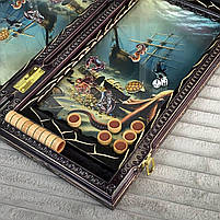Нарди дерев'яні ручної роботи Кракен зі скляним ігровим полем 58×28×10см, фото 8