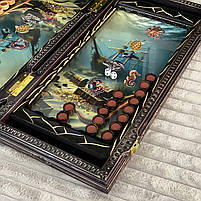 Нарди дерев'яні ручної роботи Кракен зі скляним ігровим полем 58×28×10см, фото 9