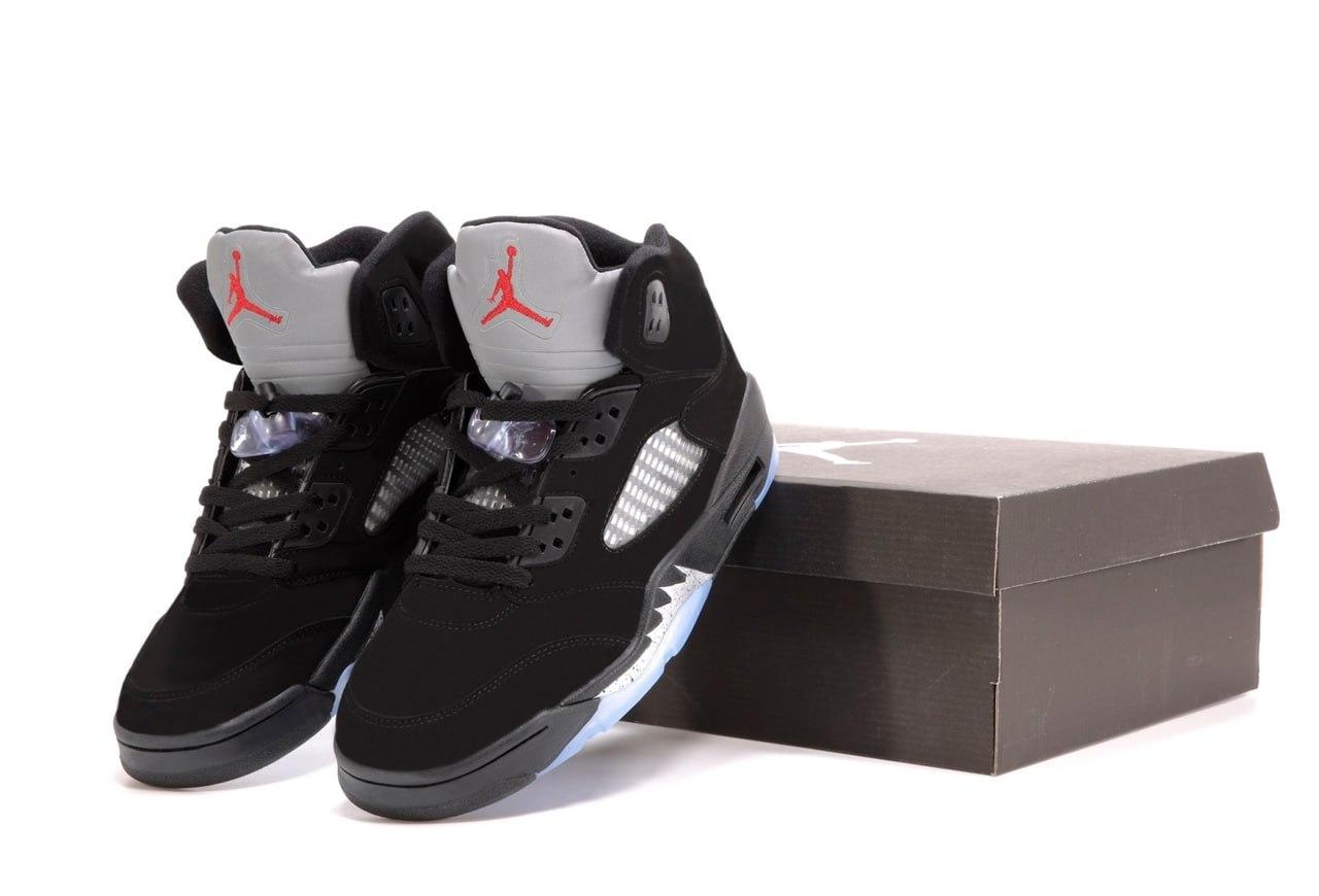 Чоловічі кросівки Nike Air Jordan 5 Black Blue Чорні з синім Взуття Найк Аір Джордан 5 нубук рефлективні вставки демісезон