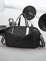 Стильна сумка для спорту та фітнесу, чорна. Сумка для спортзалу містка жіноча. Дорожня через плечі