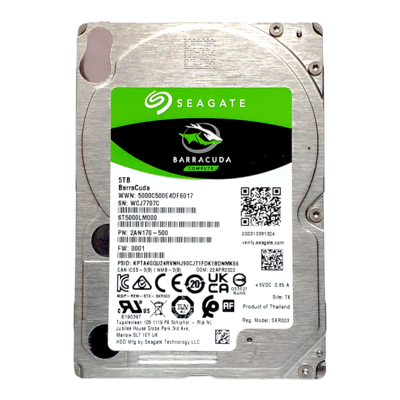 Жорсткий диск HDD 5TB 5400rpm 128MB SATA III 2.5 15мм Seagate BarraCuda ST5000LM000