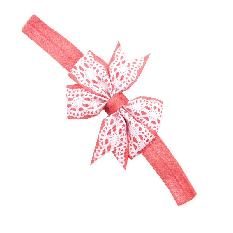Дитяча пов'язка з мереживним принтом one size коралово-білий, фото 1