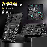Протиударний чохол для Samsung Galaxy S23 FE з кільцем шторкою чорний, броньований чохол на самсунг із23 фе, фото 8