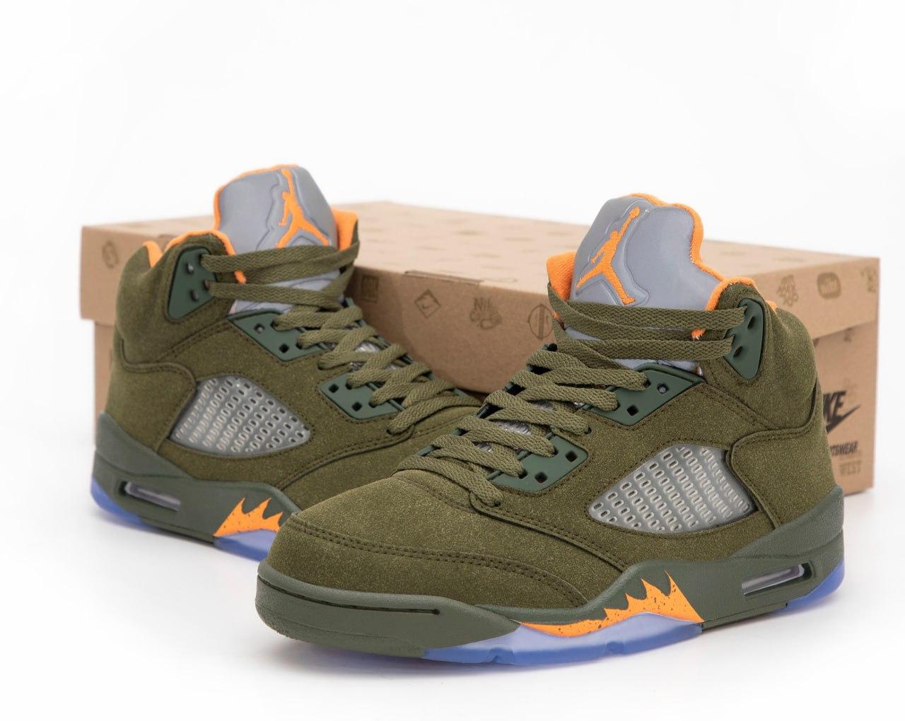 Чоловічі кросівки Nike Air Jordan 5 Khaki Хакі Взуття Найк Аір Джордан 5 текстиль рефлективні вставки демісезон