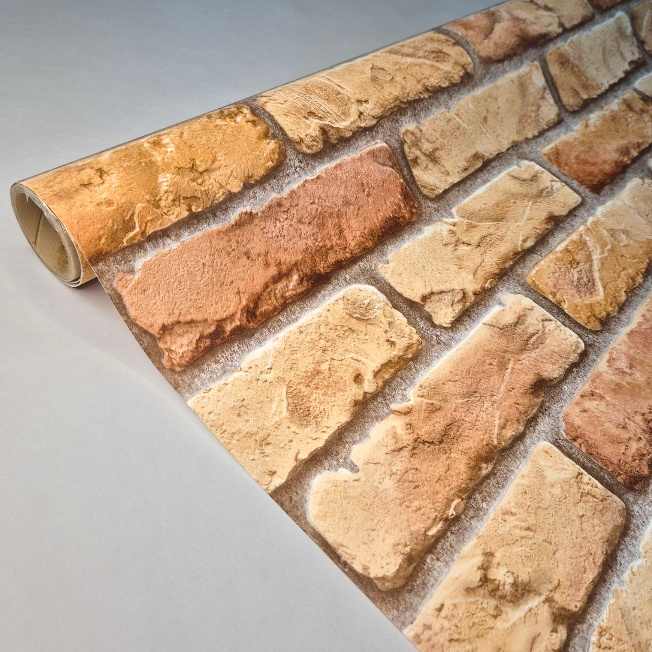 Шпалери вінілові на флізеліновій основі 10.05 × 1.06 м 1304-05, коричневі під цеглу для вітальні, спальні, передпокою, фото 1