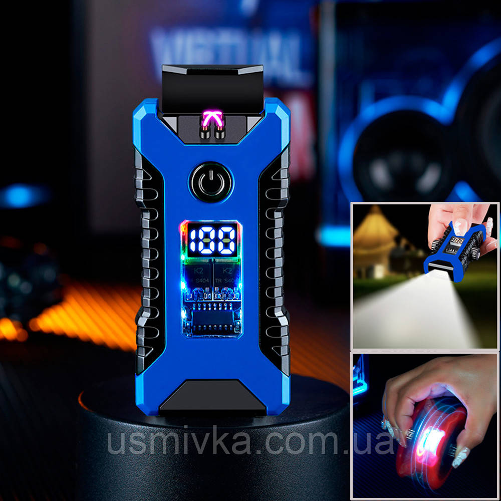 Запальничка usb сенсорна + ліхтарик + спінер у подарунковому пакованні US-792B