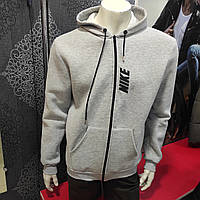 Толстовка чоловіча однотонна фліс блискавка капюшон тепла 2XL сіра