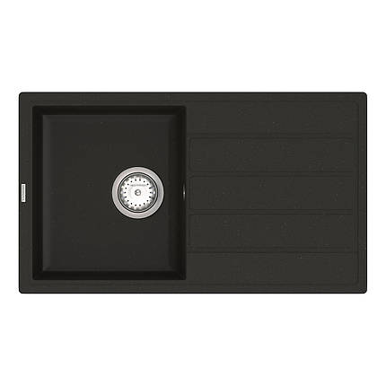 Гранітна мийка для кухні Platinum 5852 VESTA матова Чорний металік, фото 1