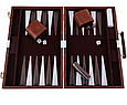 Нарди з ложементом для фішок дорожні у шкіряному футлярі ручна робота українських майстрів, фото 2