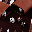 Нарди з ложементом для фішок дорожні у шкіряному футлярі ручна робота українських майстрів, фото 4
