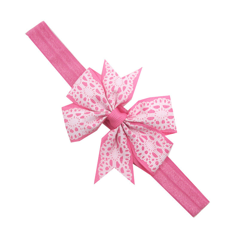 Дитяча пов'язка з мереживним принтом на голову one size рожево-білий, фото 1