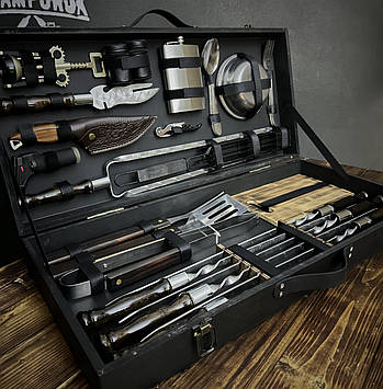 Набір шампурів у дерев'яному кейсі «Грізлі-3» + безкоштовна доставка та гравіювання