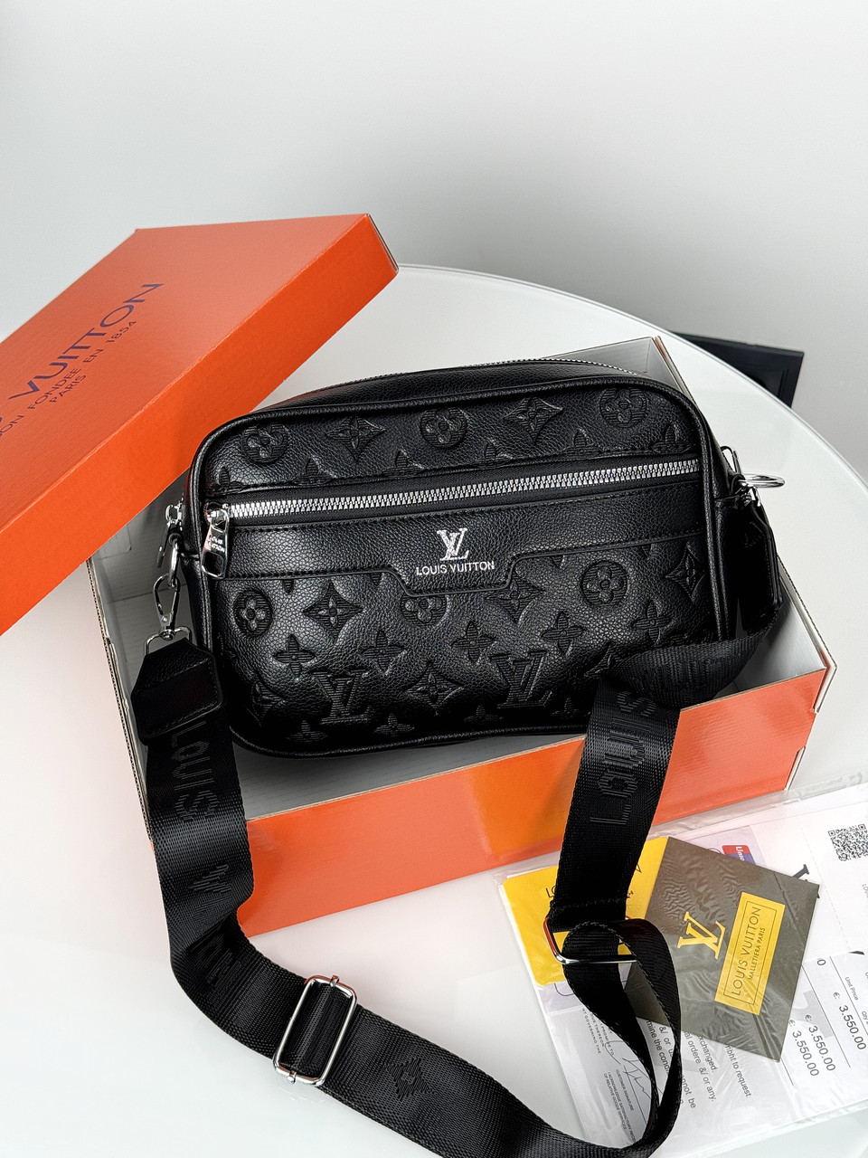 Чоловіча сумка месенджер Louis Vuitton крос боді через плече чорний Луї Віттон, фото 1