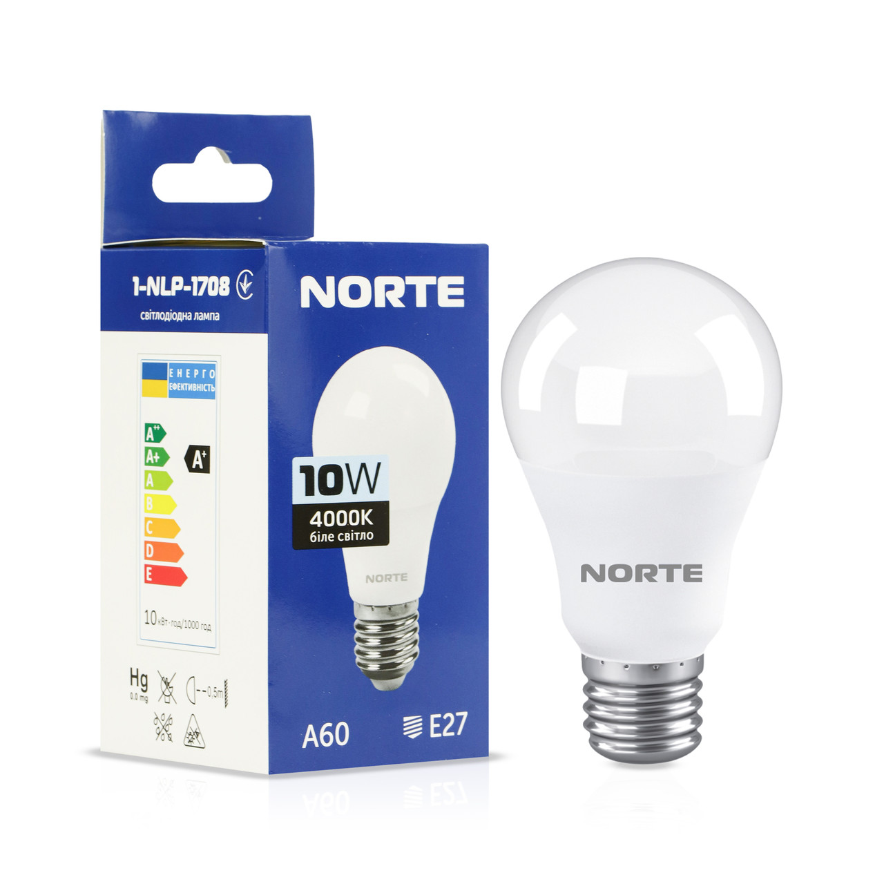 Світлодіодна LED лампа NORTE 10Вт E27 A60 4000K (1-NLP-1708)