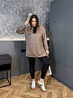 Жіночий костюм з лосинами великих розмірів. Чорний, графіт, пляшка, мокко, марсал. 50-52; 54-56; 58-60.