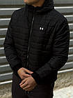 Чоловіча куртка Under Armour чорна весняна осіння Вітровка Андер Армор утеплена з капюшоном, фото 2