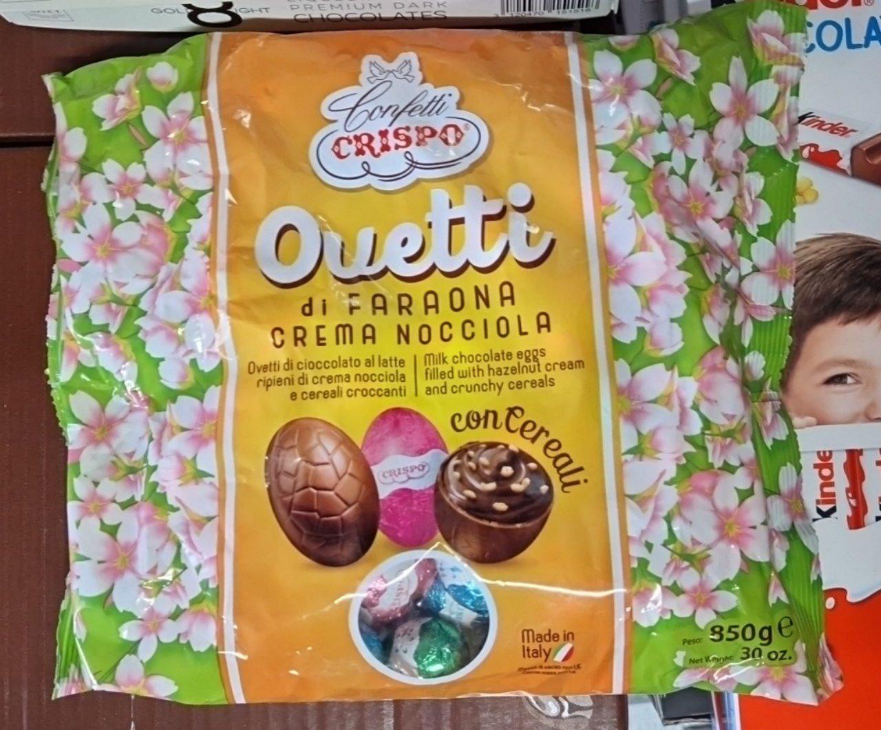 Шоколадні яйця з начинкою Crispo Ouetti 850 г.