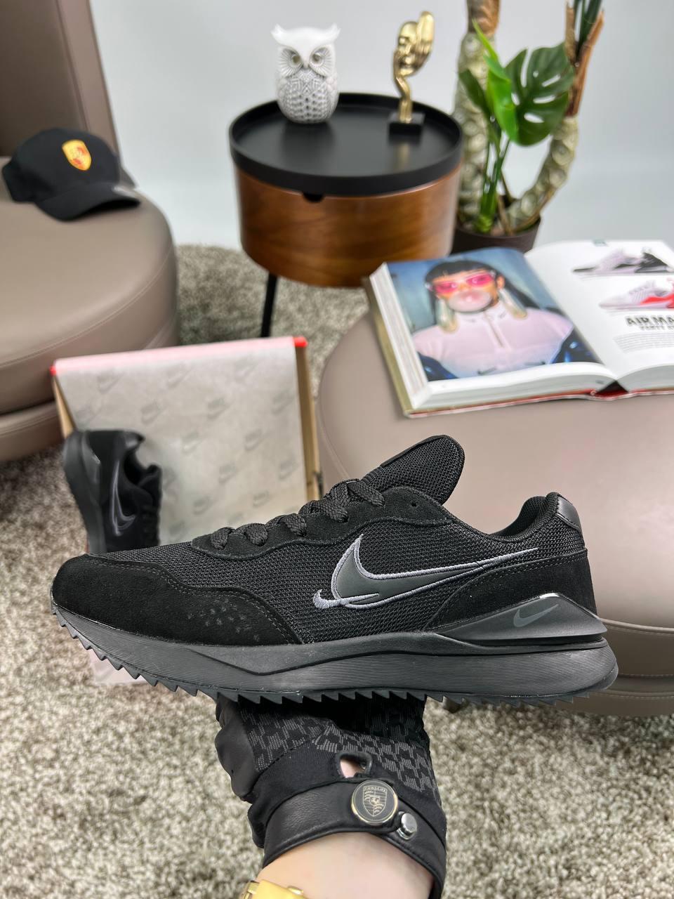 Чоловічі кросівки замша текстиль Nike Zoom Venture All Black, кеди Найк замшеві текстиль чорні. Чоловіче взуття