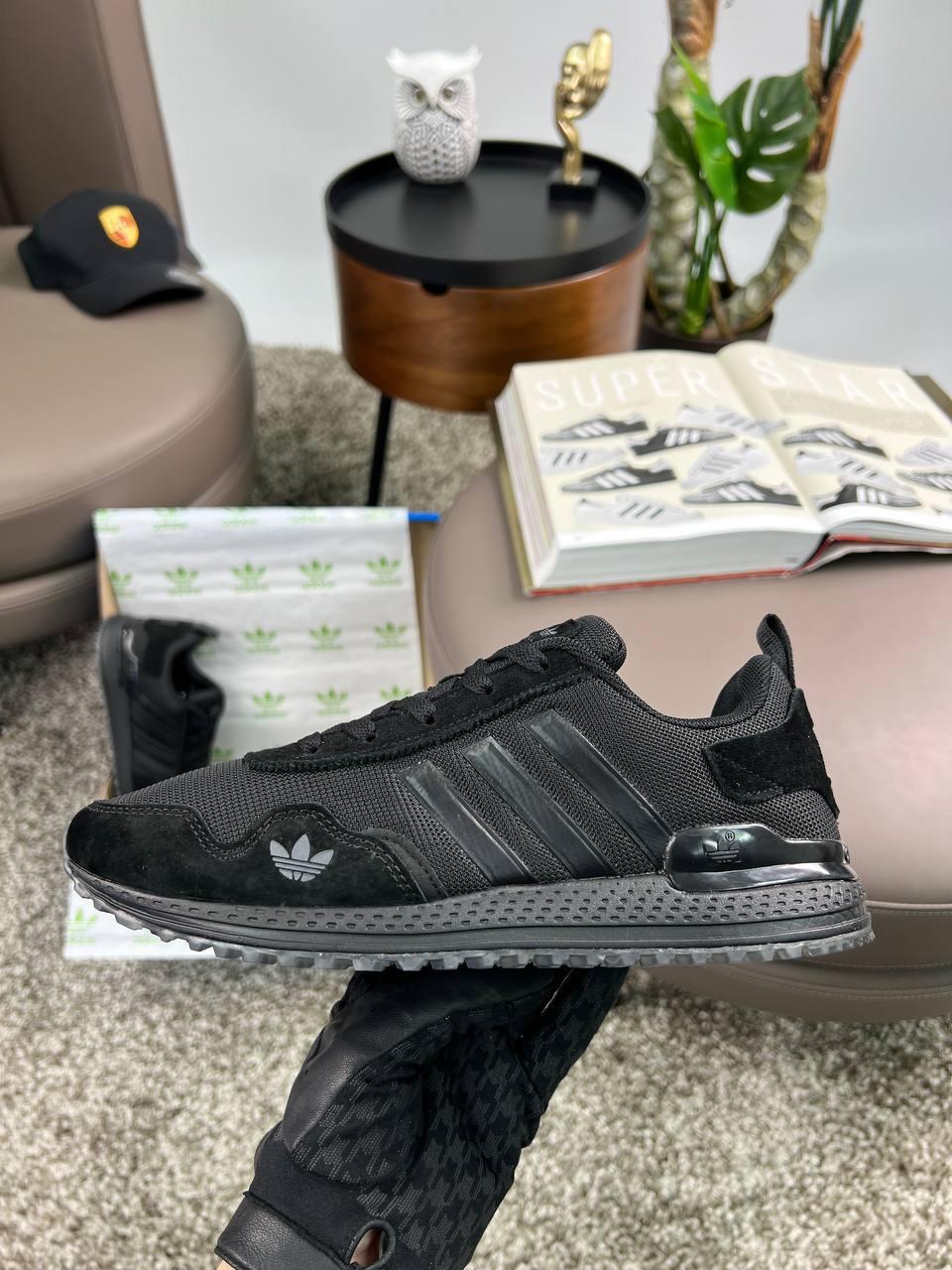 Чоловічі кросівки замша текстиль Adidas POD-S All Black, кеди Адідас замшеві текстильні чорні. Чоловічі взуття