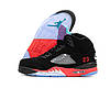 Чоловічі кросівки Nike Air Jordan 5 Black Red Чорні Взуття Найк Аір Джордан 5 шкіра рефлективні вставки демісезон, фото 4