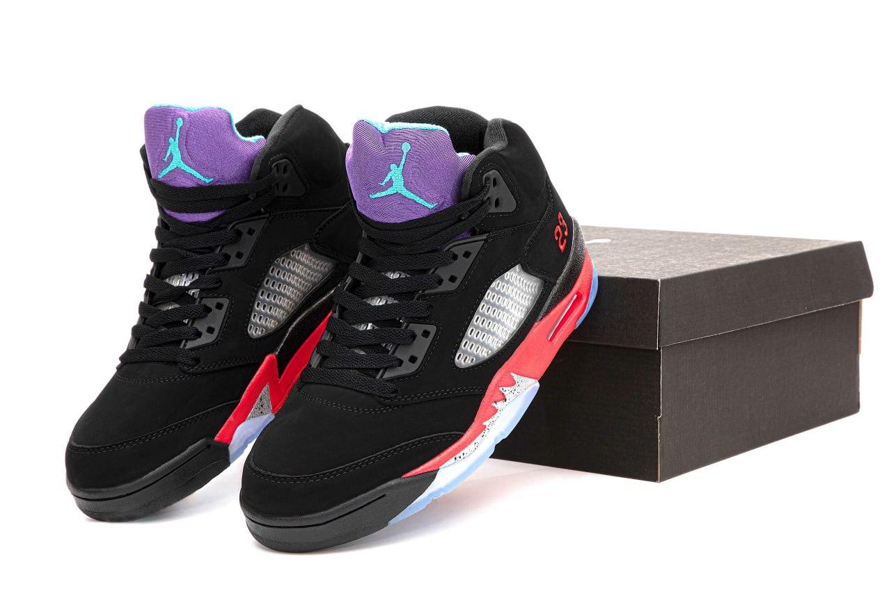 Чоловічі кросівки Nike Air Jordan 5 Black Red Чорні Взуття Найк Аір Джордан 5 шкіра рефлективні вставки демісезон