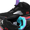 Чоловічі кросівки Nike Air Jordan 5 Black Red Чорні Взуття Найк Аір Джордан 5 шкіра рефлективні вставки демісезон, фото 6