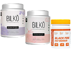Протеїн Bilko 2 банки по 15 порцій смак на вибір + Жироспалювач Black Fire