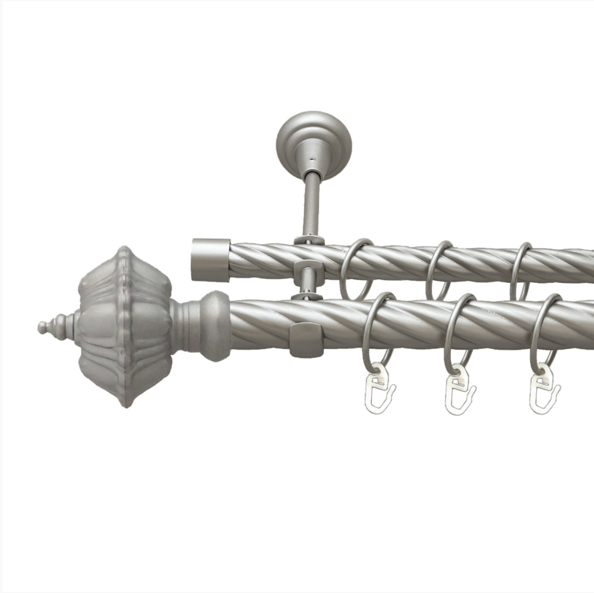 Карниз кований для штор подвійний сатин Скіпетр 25мм х 16мм діаметр твістер комплект, фото 1
