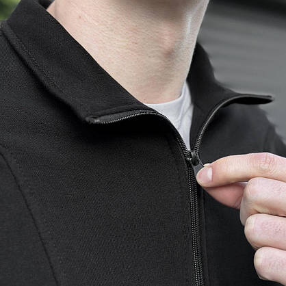 Костюм чоловічий чорний вільного крою з тринитки для повсякденного використання спортивний стиль, фото 5