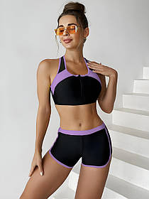 Купальник шорти топ на блискавці Fuba 005 фіолетовий на 42 44 46 48 50 розмір