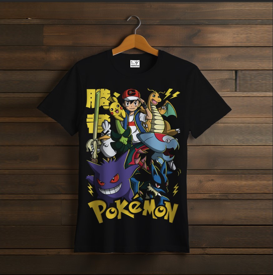 Футболка унісекс з принтом "Pokemon, Покемон, гра, аніме, персонажі, Еш Кетчум 1"