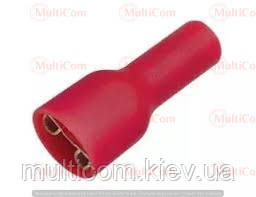 20-04-047. Клема повністю ізолір. плоска (6,3 х0, 8мм) під кабель 0,5-1,5 мм, гніздо (F), червона, 100 шт/пач, фото 1