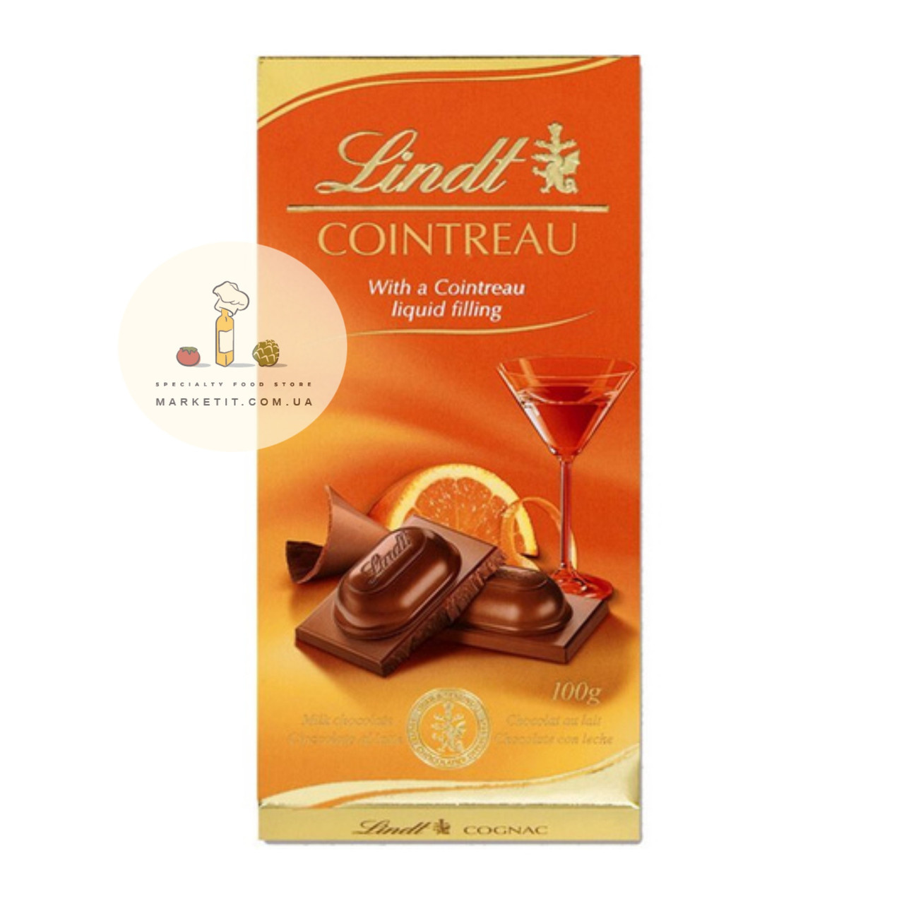 Шоколад Lindt Cointreau, з апельсиновим лікером 100 г., фото 1