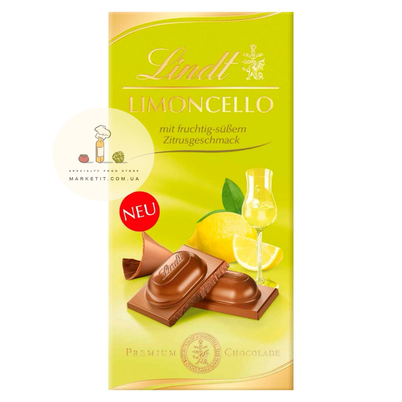Шоколад Lindt Limoncello, з італійським лимончело 100 г., фото 1