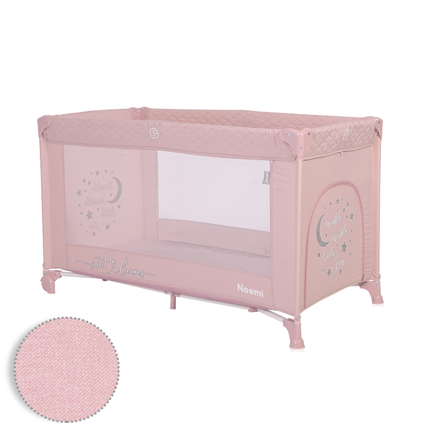 Дитячий манеж на колесах від народження до 3 років Noemi 1 Layer Mellow Rose Star Lorelli Рожевий, фото 1
