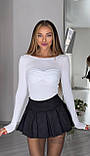 Білий жіночий лонгслів з імітацією бра з віскози, фото 3