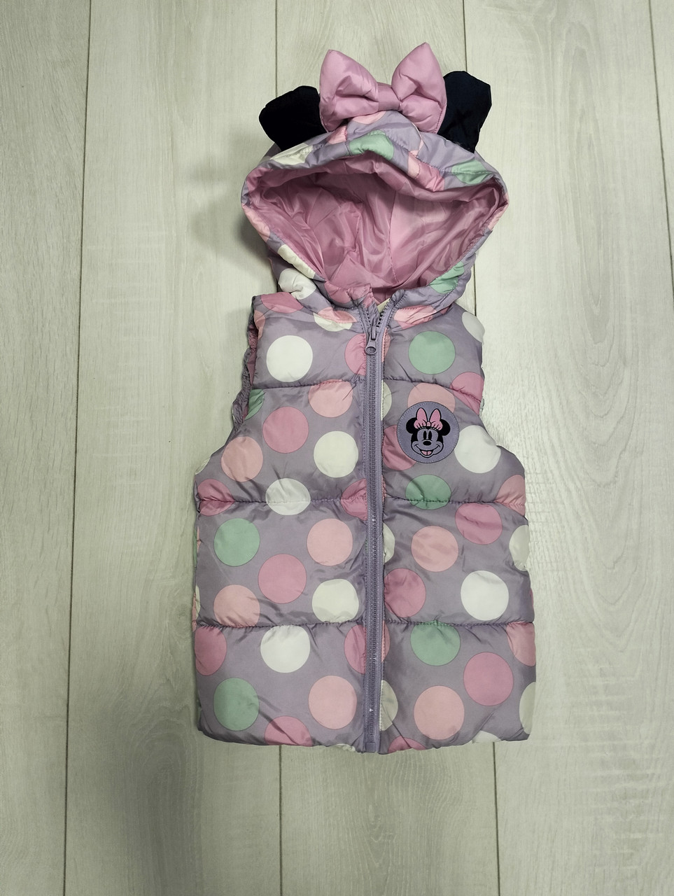 Жилетка дитяча рожева в горох Мінні Маус  Disney 74,  86, 92, 98см, фото 1