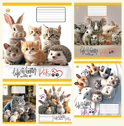 Зошит 12 арк. клітинка "Тетрада" / Pets, фото 1