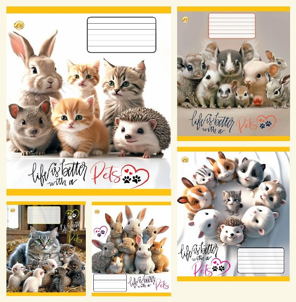 Зошит 12 арк. клітинка "Тетрада" / Pets