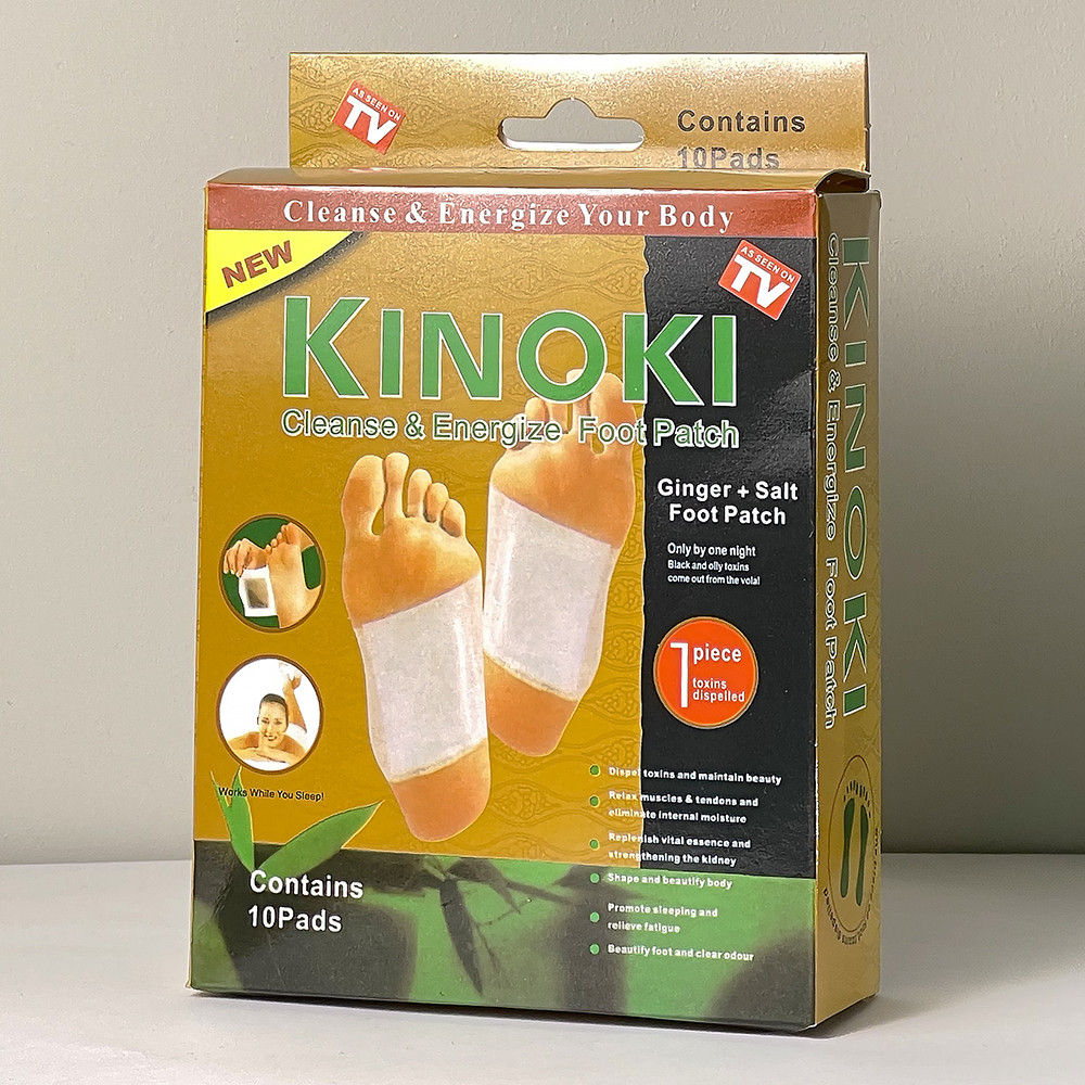 Пластирі на стопи для імунітету KINOKI, Gold "Cleanse&Energize Foot Patch" детокс з імбиром і сіллю (10 шт.), фото 1