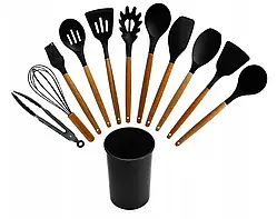 Набір універсальний кухонних аксесуарів DA64 12 штук силікон + дерево B_2487