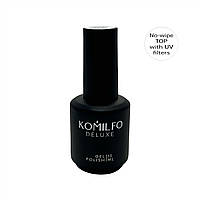 KOMILFO No Wipe Top No Filters - топ для гель-лаку без липкого шару БЕЗ УФ-фільтрів, 15 мл