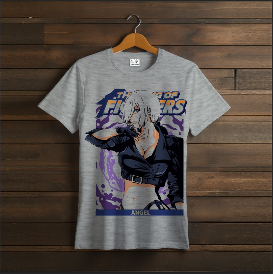 Футболка унісекс з принтом "Білого кольору, The King of Fighters, відеогра, аніме, Енджел, Angel"
