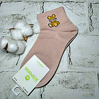 Шкарпетки жіночі бамбукові короткі з широкою резинкою Ведмедик 36-41р Рожеві BY827-31