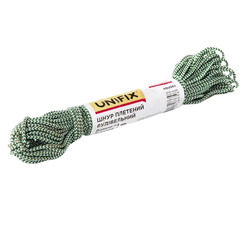 Шнур будівельний плетений d3мм 20м кольоровий UNIFIX