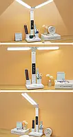 Настільна світлодіодна USB Led лампа з двома плафонами (877). Світильник із годинником і термометром