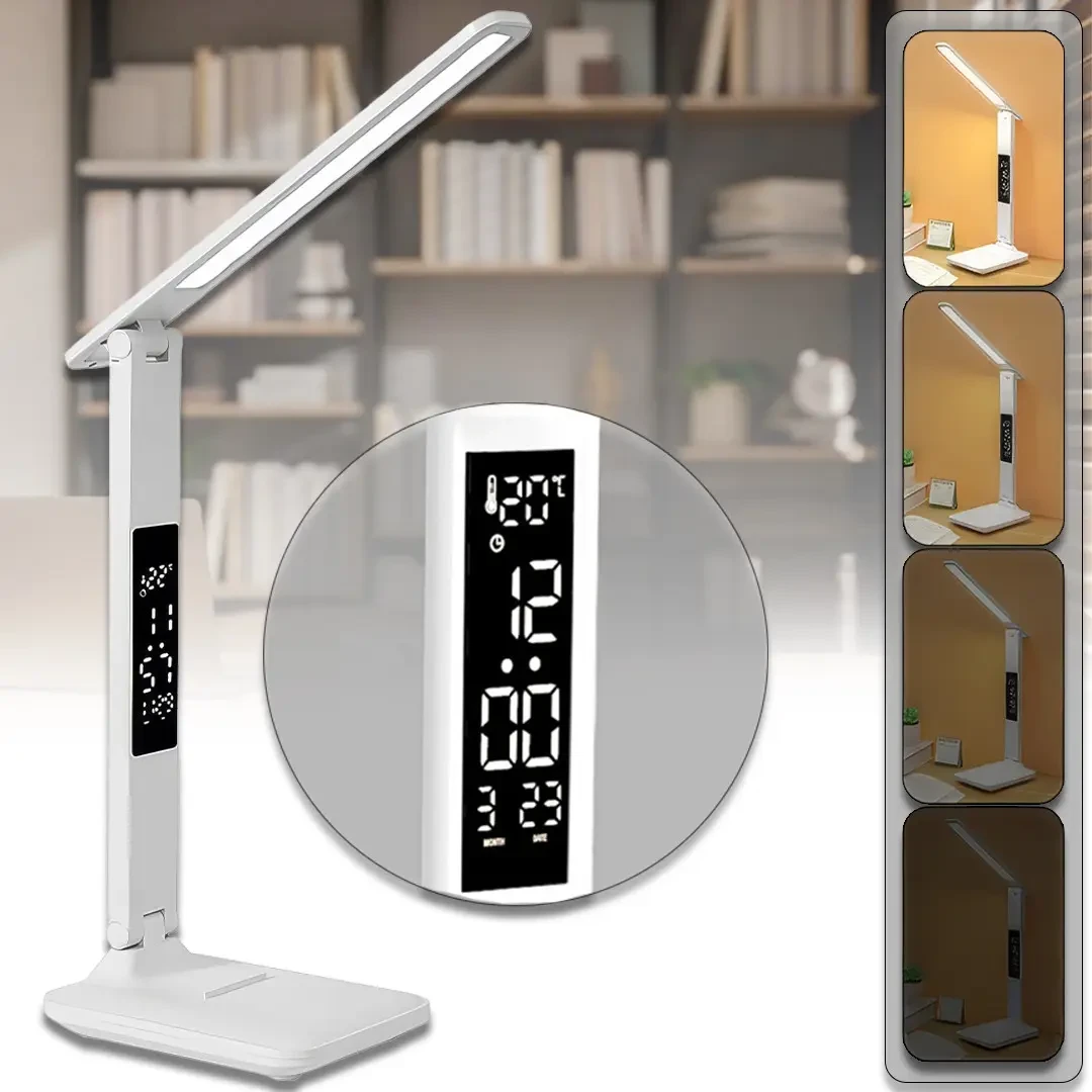 Настільна світлодіодна USB Led лампа з годинником (868S). Акумуляторний світильник.