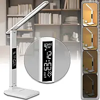 Настільна світлодіодна USB Led лампа з годинником (868S). Акумуляторний світильник.